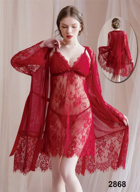 Imported  3 Pcs Bridal Nighty Premium